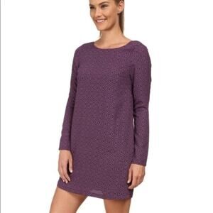 Prana CeCe Geometric Print Black Plum Purple Shift Athleisure Shirt Dress Small